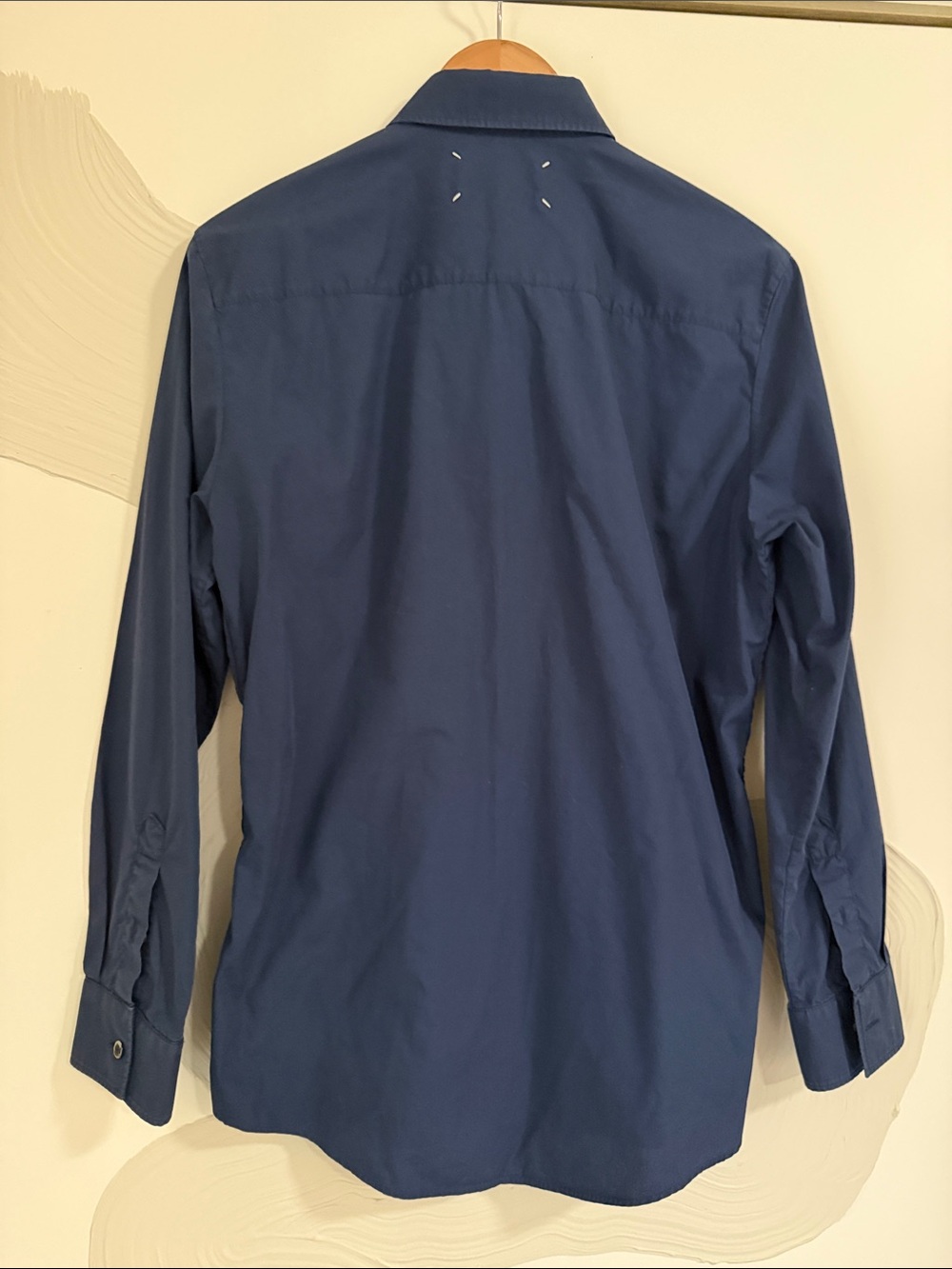 Maison Margiela Line 10 Men’s Navy Layered Button-Up Shirt Size 48 - Picture 3 of 4